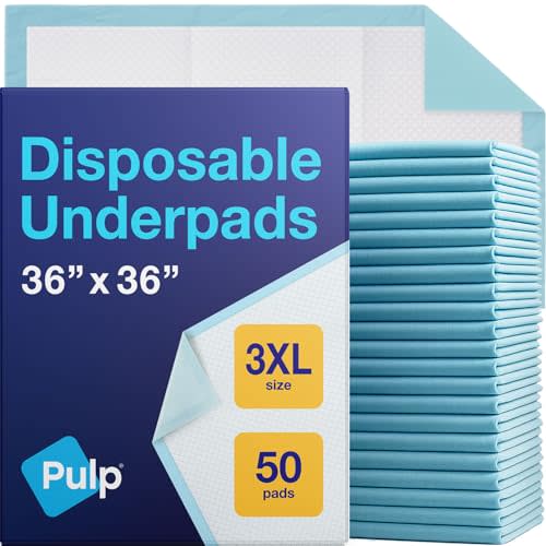 50 x PULP Incontinence Underpads 36" x 36" | XXXL Bed Pads Disposable Adult | Super Absorbency Chux Pads for Adults, Children & Babies | Incontinence Bed Pads & Pee Pads | FSA & HSA Eligible