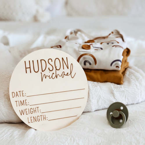 Personalized Birth Stats Wood Announcement | Block