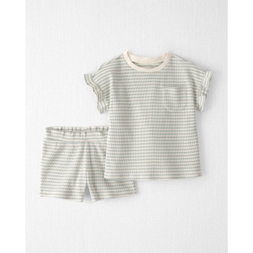 Toddler Girl 2-Piece Organic Cotton Waffle Knit Top & Short Set in Stripes - Little Planet | Carter's