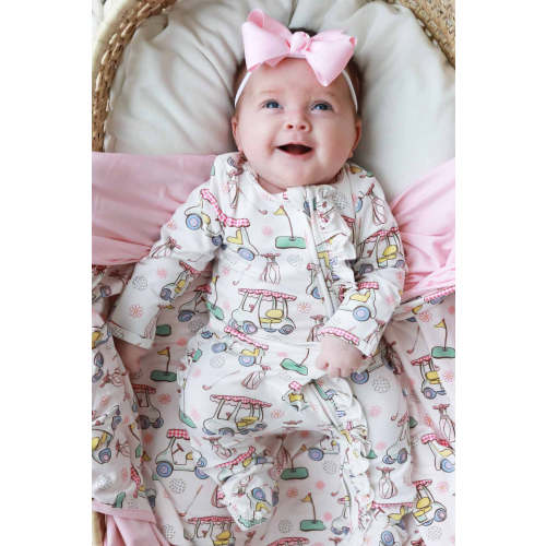 Country Club Cuties Ruffle Zipper Footie | Pink