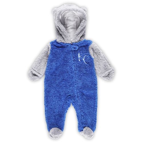 Newborn and Infant Kansas City Royals Royal/Gray Game Nap Teddy Fleece Bunting Full-Zip Sleeper