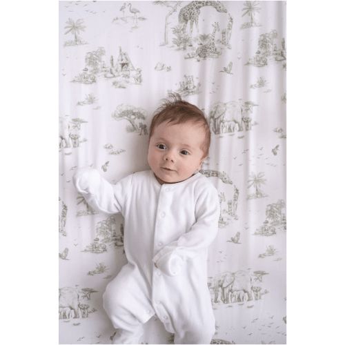 Safari Toile Fitted Crib Sheet from The Gilded Bird