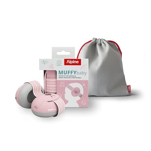 Alpine Muffy Baby Ear Protection for Babies and Toddlers up to 36 Months - CE & ANSI Certified - Noise Reduction Earmuffs - Comfortable Baby Headphones Against Hearing Damage & Improves Sleep - Blush