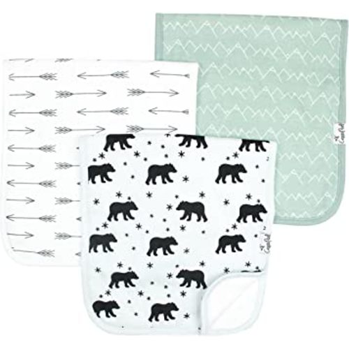 Copper Pearl Premium Baby Burp Cloths - 3-Pack Large Cotton Burp Cloths, Extra Soft Spit Up Rags with 3 Absorbent Layers, Perfect for Baby Boy Gifts (21" x 10" Size, Archer Set)