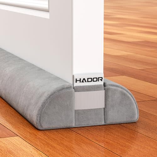 Door Draft Stopper for Bottom of Door, 36 Inch Under Draft Air Noise Light Blocker 30"- 36" Double Side Triangle Soundproof Sweep Filler Seal Gap up to 1.7" for Patio Sliding Door Guard, Grey