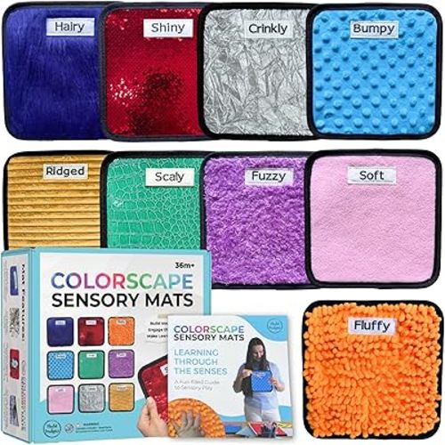 9 Labeled Sensory Mats w/Lesson Plans | Autism Sensory Products | Preschool Classroom Must Haves | Montessori Toys | Sensory Tiles for Sensory Wall Toys