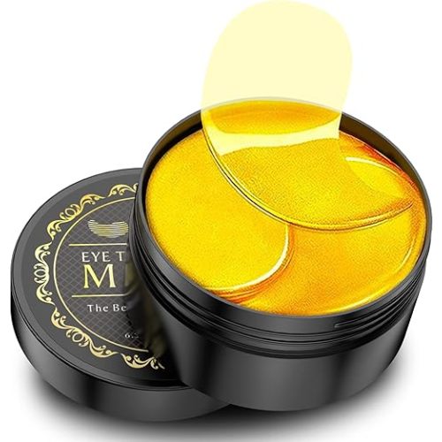 24K Gold Under Eye Patches - 60 Pack for Puffy Eyes, Dark Circles, Bags & Wrinkles with Collagen & Hyaluronic Acid - Eye Care Pads for Daily Skincare (Gold)
