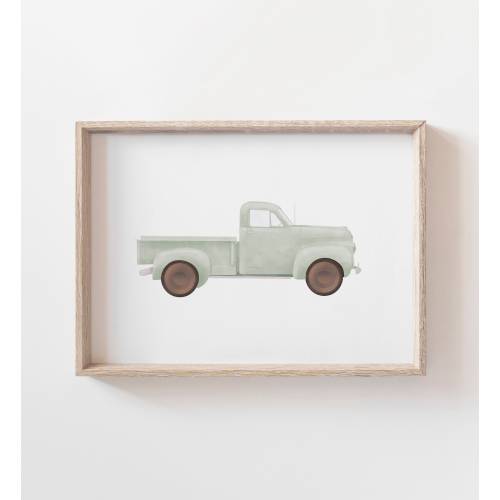 Sage Green Vintage Truck Print, Printable Pickup Truck Wall Art, Travel Wall Art, Travel Nursery Decor, Boys Room Decor, DIGITAL DOWNLOAD