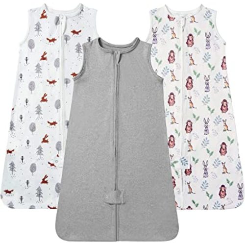 TotAha Sleep Sack 6-12 Months 3 Pack, Buttery Soft, Safe Wearable Blanket Baby Sleeping Bag with 2-Way Zipper for Girl Boy, 0.5 TOG