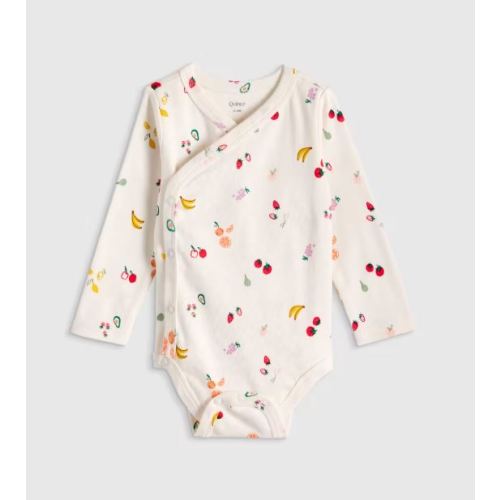 100% Organic Cotton Long Sleeve Kimono Bodysuit - Baby