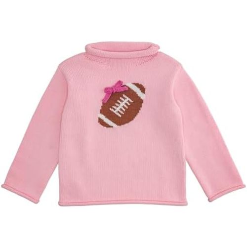 Mud Pie Baby Girls Kids Pink Football Rollneck Sweater