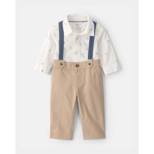 Baby Boy 2-Piece Easter Bunny Bodysuit & Suspender Pant Set - Cream/Khaki | Carter's