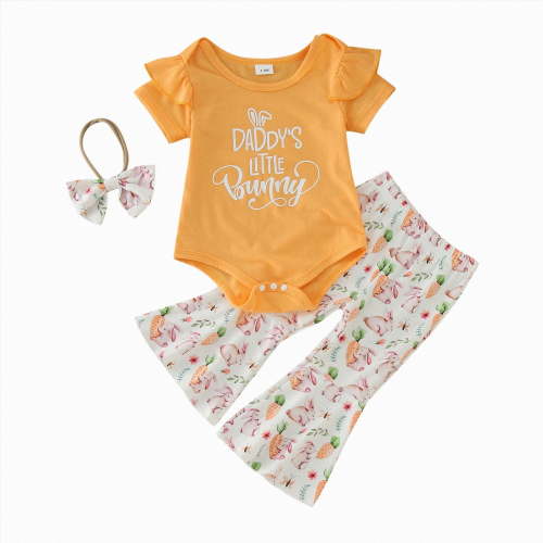 Paguaki Outfits Baby Girl Baby Girl Clothes Set Girl Ruffle Romper Top Pants Newborn Infant Baby Girl Outfit 6 Months