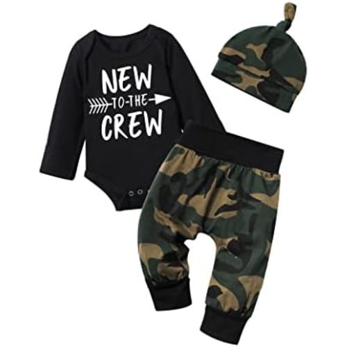 Baby Boy Clothes Tattoo Sleeve Funny Romper Bodysuit+Pants 3PCS Infant Outfits Set