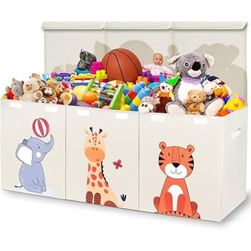 Zebra Baby Toy Storage Organizer for Kids, Toddlers 40" x 13.5" x 16.5" - Large Toy Chest, Toybox for Living Room - Collapsible Toy Box for Boys, Girls - Boxes, Bins, Organizers for Toys, Extra Big