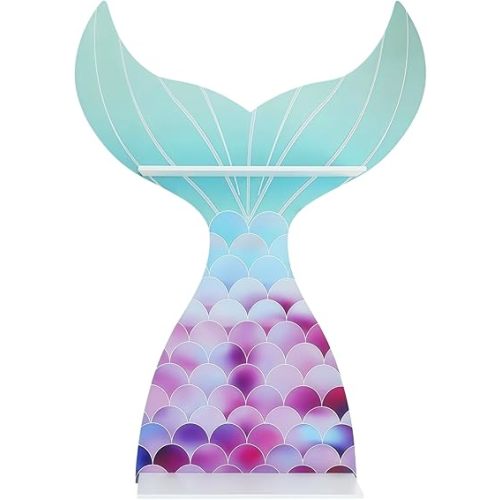 2 Pcs Wall Decor Shelves, Fishtail Floating Shelves for Bedroom, Gradient Color Wall-Mounted Storage Racks, Unique Home Decors for Women, Space-Saving Organizers