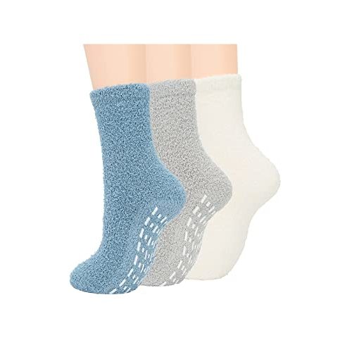 Century Star Fuzzy Socks Slipper Non Slip Grippy Socks for Women Winter Warm Cozy Soft Fluffy with Grips-Hospital