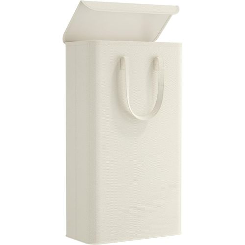 Lifewit 64.9L Slim Laundry Hamper, Narrow Laundry Basket with Lid, Collapsible Clothes Storage with Easy Carry Handles, Thin Hampers for Bathroom Laundry Room Dorm, White