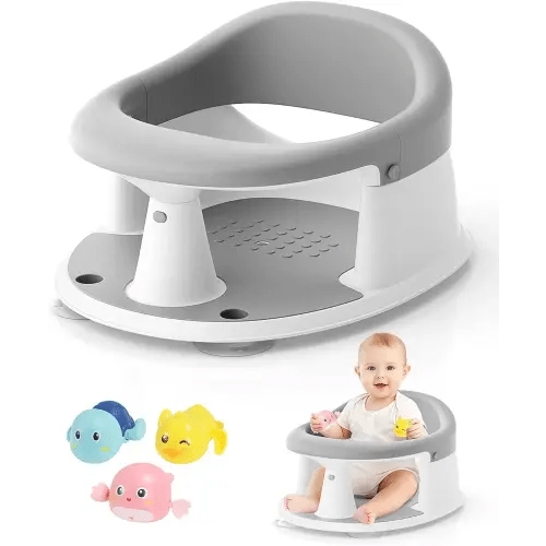 Baby Bath Seat for Babies 6 Months & Up, Bath Seats for Babies Sitting Up, 3 Baby Bath Toys, Open Design, Non-Slip, Compact Toddler Bath Seat.
