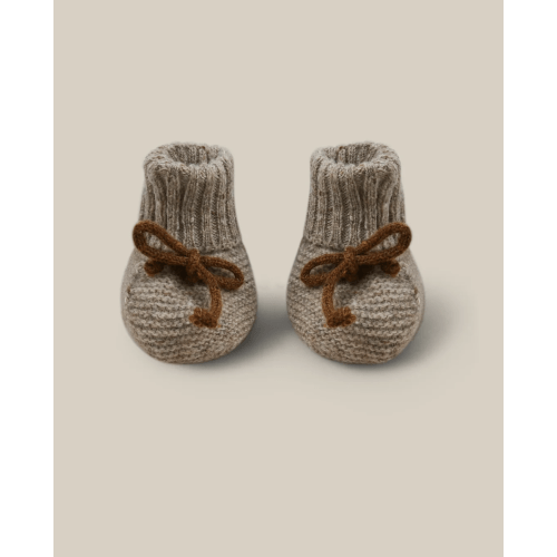 Oatmeal Wool Booties with Chestnut Ties | Organic Zoo