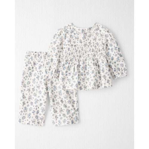 Baby Girl 2-Piece Organic Cotton Crinkled Knit Set in BlueMist Bloom Print - Little Planet | Carter's