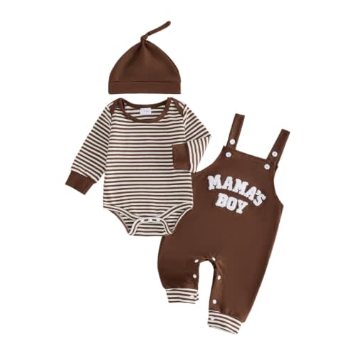 Baby Boy Clothes Set Bodysuit Top Suspender Pants Hat Newborn 3Pcs Outfit