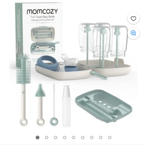 Momcozy Ensemble de Brosses à Biberons Portables - Ensemble de Nettoyage de Biberons pour Bébé avec Support de Séchage de Brosse en Silicone - Outil de Nettoyage de Biberons 6 en 1 pour la Maison et les Voyages 1 Ensemble Vert - Walmart.ca