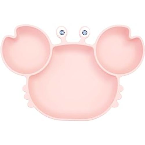 Silicone Suction Plate for Toddlers - Self Feeding Training Divided Plate Dish and Bowl for Baby and Toddler, Fits for Most Highchairs Trays, BPA Free Microwave Dishwasher Safe