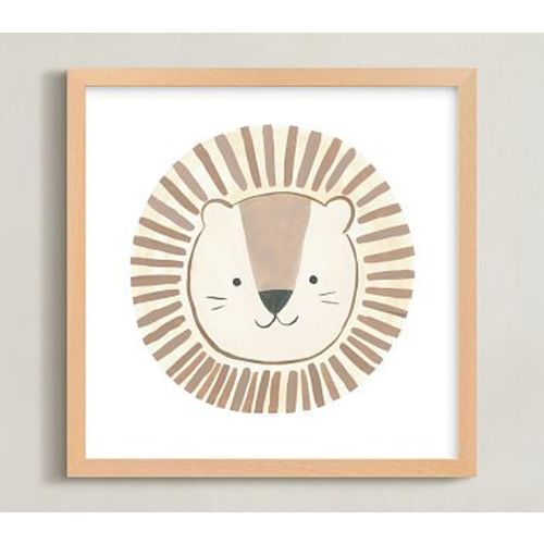 Minted Animal Faces Lion, 16x16, Natural Wood Frame