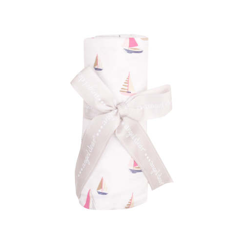 Sailboats Pink Swaddle Blanket