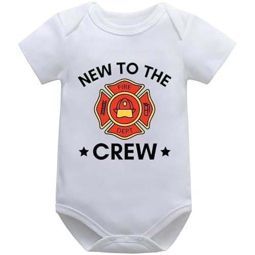 New to The Firefighter Crew Onesie Funny Cute Infant Boys Girls Creeper One-piece Bodysuit Outfit Romper