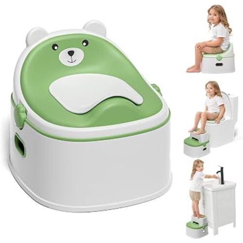 3-in-1 Toddler Potty Training Toilet for Boys & Girls - Convertible Potty Chair with Step Stool for Toddlers 1-3, Anti-Slip Design Toddler Toilet Seat - Removable & Easy to Clean