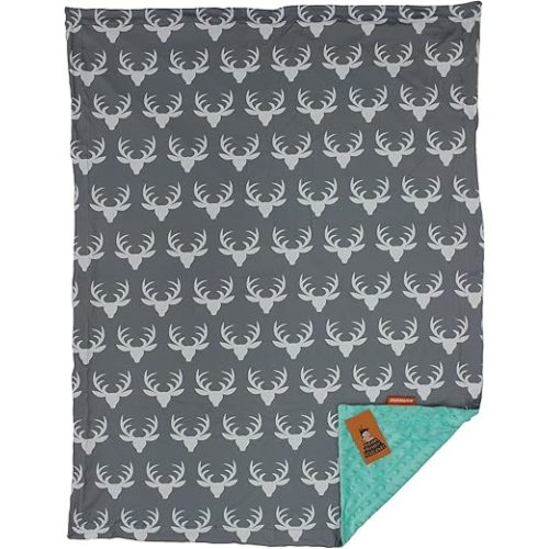 Dear Baby Gear - Reversible Baby Blankets - Soft Nursery Blanket for Newborn - Toddler Blankey - Throw Blanket for Boys & Girls - Infant Blankets - 40x30 (Antlers Grey - Mint)