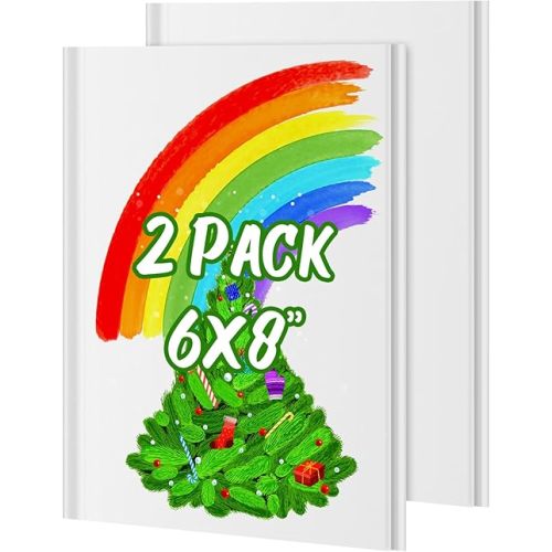 2-Pack Hardcover Blank Books, 60 Pages 6"x8" Blank Note for Kids to Write Stories, 100GSM DIY Calendar Hard Notebooks, White Writing Drawing Sketchbook Bulk, Scrapbook Journal Office School Supplies