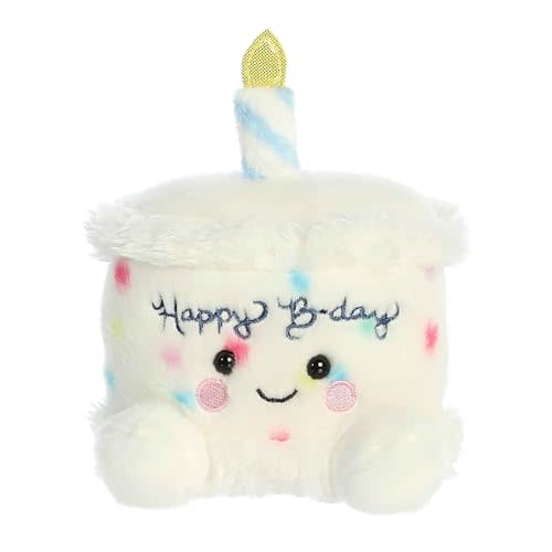 Aurora® Adorable Palm Pals™ Happy B'Day Cake Stuffed Animal - Fun Collectible Plush for Kids and Adult Collectors - Perfect for Decorating Rooms and Birthday Gifts - White 5.5 Inches