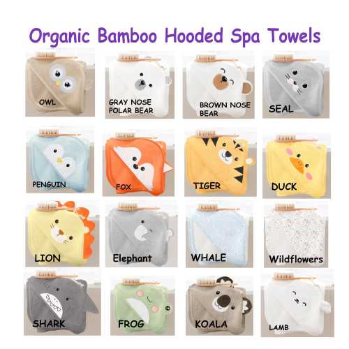 Personalized Organic Bamboo Hooded Spa Towel for Newborn to 5 Years old: Animal Theme; Unique baby name gift, Custom newborn gift