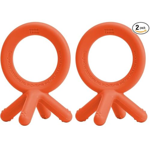Comotomo Silicone Baby Teether, Orange (Pack of 2)