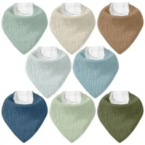 8 Pack Muslin Baby Bandana Bibs for Drooling and Teething