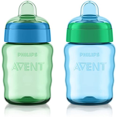 Philips AVENT My Easy Sippy Cup with Soft Spout and Spill-Proof Design, Blue/Green, 9oz, 2pk, SCF553/25