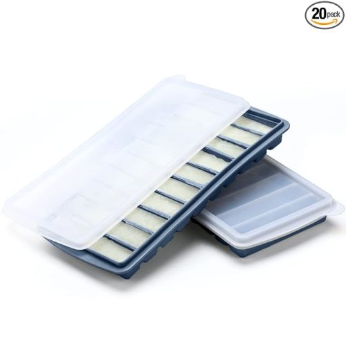 2 Pieces Breastmilk Storage Container Baby Food Milk Silicone Freezer Trays with Lid Breastmilk Freezer Tray Organizer Ice Trays Silicone Storage Bag Tray 10-1 oz Bars(Blue)