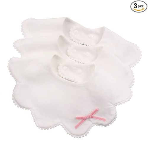 JANGANNSA 3 PCS Flower Baby Bibs Infant Burp Clothes for Baby Girls Saliva Towel Cotton Infant Toddler Girls Bibs(3 PCS -B)
