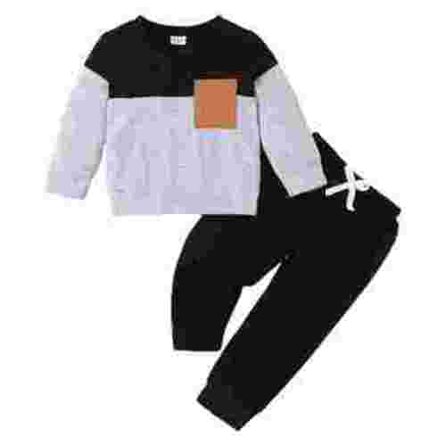 Baby Boy Clothes 9-12 Months Baby Clothes Toddler Baby Boy Spring Winter Clothes Color Block Long Sleeve Sweatshirt Pullover Tops + Joggers Pants Outfit Set Black 6-9 Months