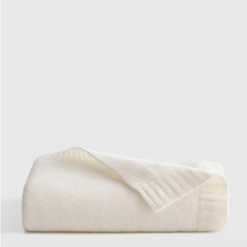 Luxe Knit Cashmere Baby Blanket in White