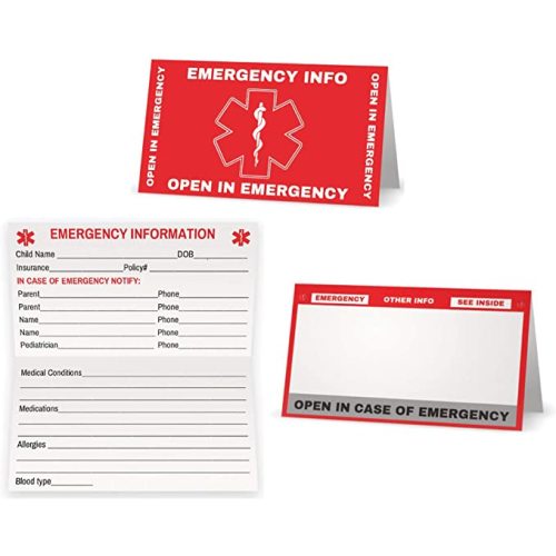 Child Emergency Contact Car Seat Safety Alert Attachment Tag