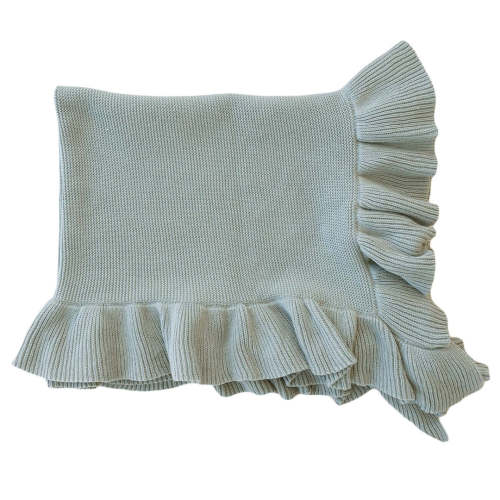 Knit Blanket With Ruffle | Smoke