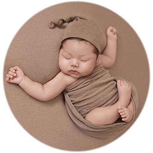 Newborn Photography Wraps with Hat Baby Photo Outfit Girl Stretch Blanket Infant Boy Props for Baby Photo Shoot