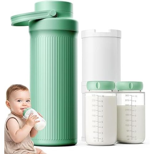 22oz Breast Milk Cooler Bottle for Travel & Outdoor Use, Portable Breastmilk Chiller with 24-Hour 360° Cooling, Larger Capacity with 2 Baby Bottles for Breast Milk Storage