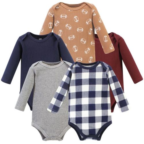 Hudson Baby Infant Boys Thermal Long Sleeve Bodysuits, Football, 3-6 Months