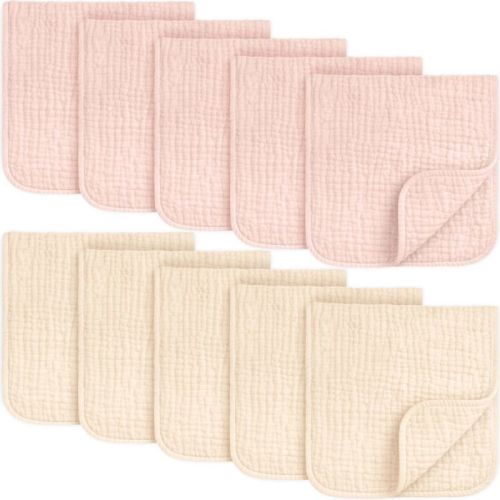 KeaBabies Lyra Muslin Burp Cloths Baby Boy, Girl, 100% Soft Cotton Muslin Burping Cloths for Newborn, Baby Rag 21"x10" (Cameo)