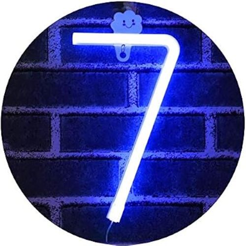 LED Neon Letter Lights, LED Neon Night Light Wall Decorative Night Light for Kids Bedroom Battery Powered Blue (7)